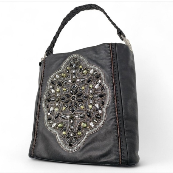 Brighton Elegant Black Embellished Shoulder Bag